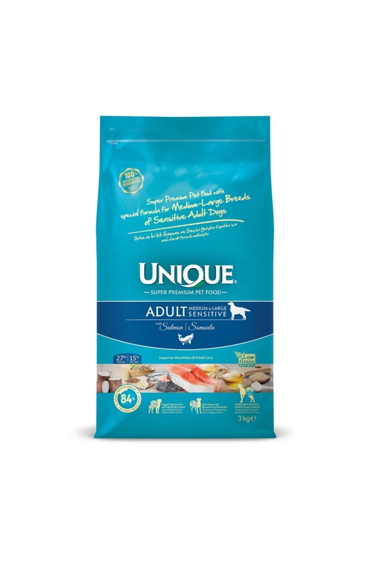 Unique Sensitive Orta Ve Iri Irk Yetişkin Köpek Maması Somonlu 3 Kg