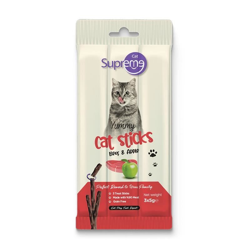 Supreme Cat Sığır Etli Ve Elmalı Ödül Çubuk 3x5 gr