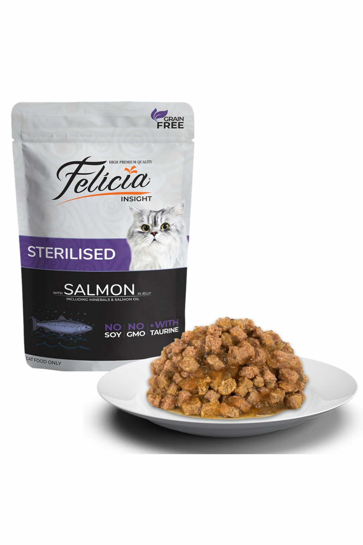 Felicia Tahılsız 85 gr Pouch Sterilised Somonlu Yaş Kedi Maması 12 Adet