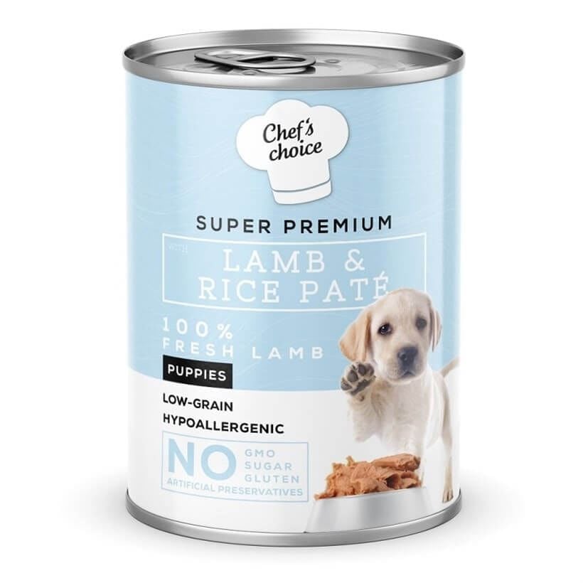 Chef's Choice Hypo-allergenic Kuzulu Ve Pirinçli Düşük Tahıllı Yavru Köpek Konservesi 400gr