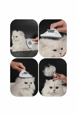 Kedi Köpek Tarağı Otomatik Temizlenen Tuşlu Evcil Hayvan Fırçası Kedi Köpek Tüy Kıl Toplama Tarağı