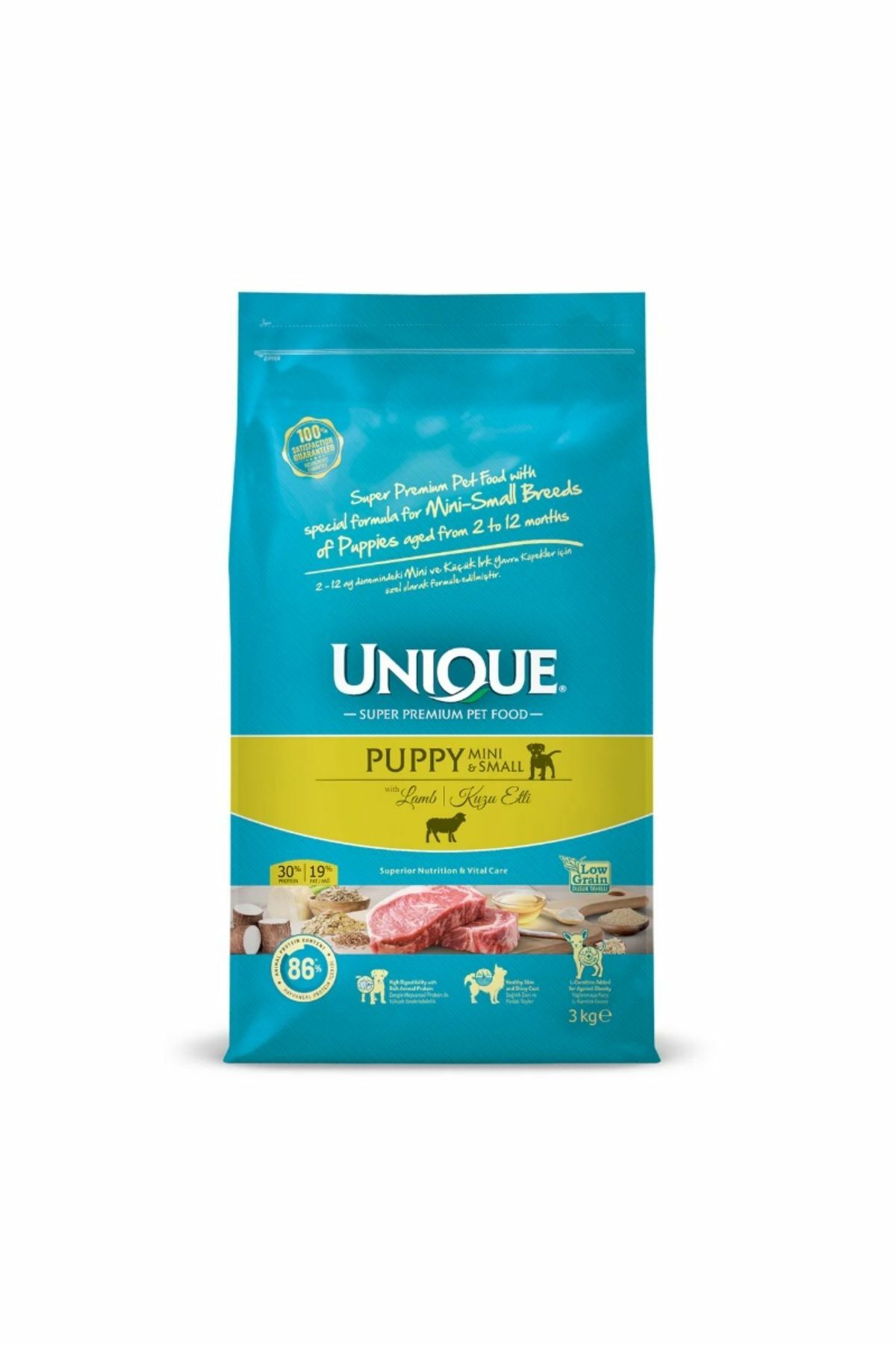 Unıque Küçük Irk Yavrular Için Kuzu Etli Kuru Köpek Maması 3 Kg