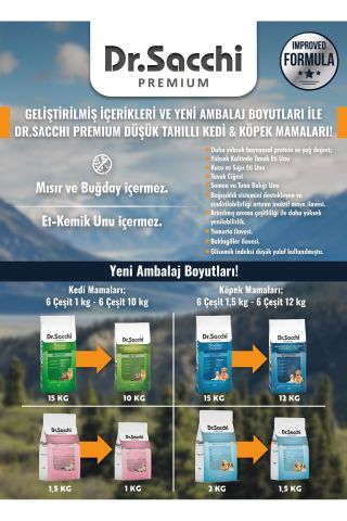 Dr.Sacchi Premium Düşük Tahıllı Sığır Etli Yetişkin Kedi Maması 10 Kg
