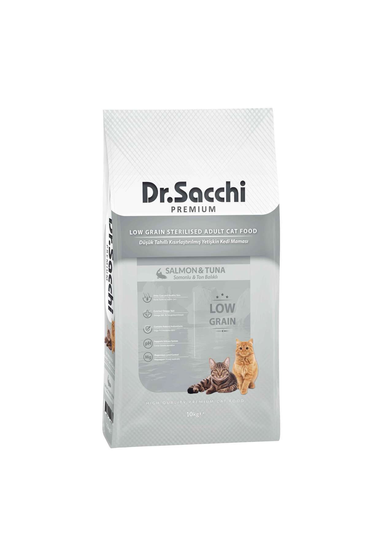 Dr.Sacchi Düşük Tahıllı Somonlu Ve Ton Balıklı Kısırlaştırılmış Kedi Maması 10kg