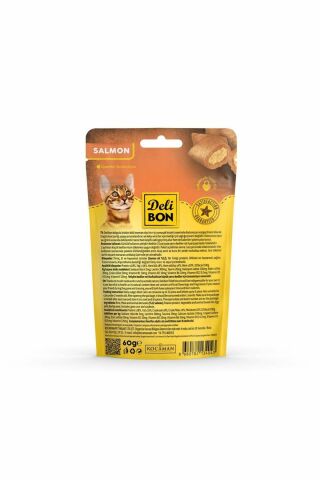 Delibon Crunchy Içi Dolgulu Bisküvi Somonlu Kedi Ödülü 60gr
