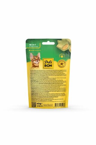 Delibon Crunchy Içi Dolgulu Bisküvi Tavuklu Ve Naneli Kedi Ödülü 60gr