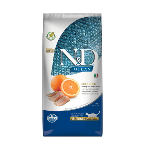 N&D Ocean Tahılsız Ringa Balığı Ve Portakallı Kısır Kedi Maması 5 Kg