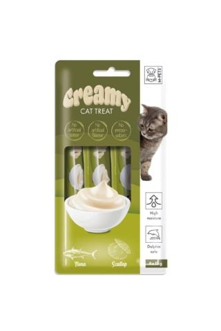 M-PETS Creamy Ton Balıklı Deniz Taraklı Kedi Ödülü 4x15gr