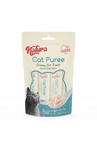 Natura Cat Puree Tavuk & Morina Kedi Ödülü 5*12gr